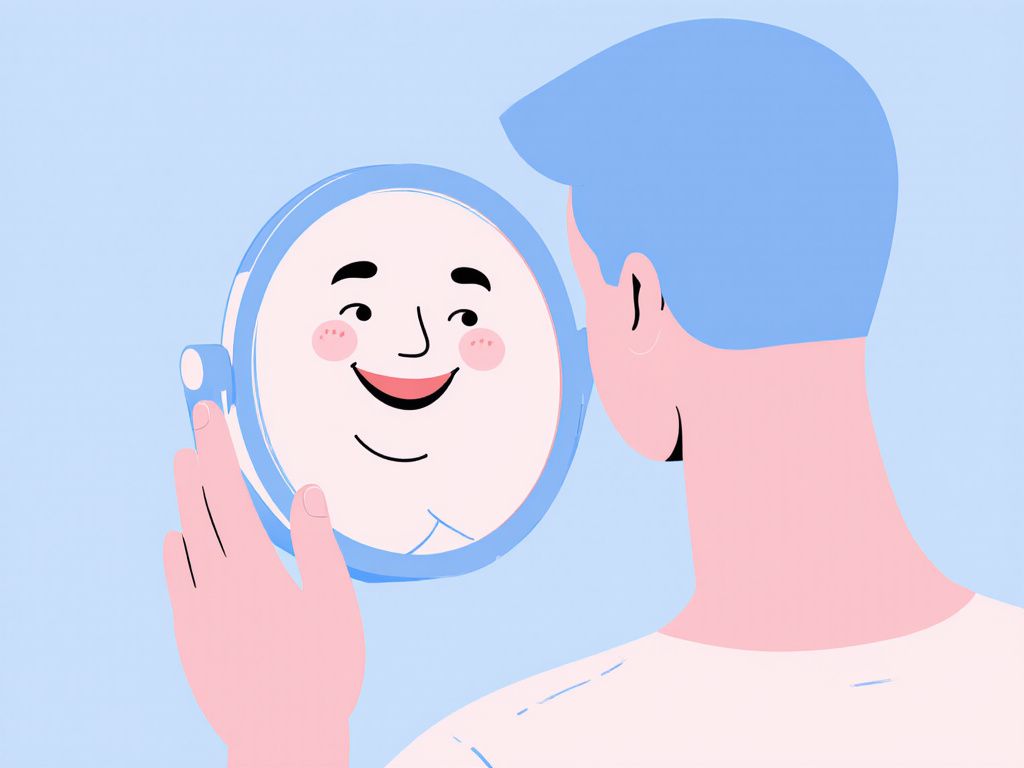 Person smiling at their reflection representing healing from separation pain and finding inner strength